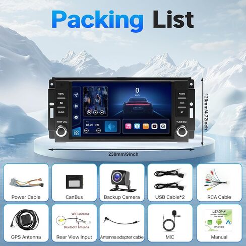 Leadfan Car Radio for Jeep Wrangler JK 2007-2018 Dodge RAM 1500 2009-2012 in Kuwait