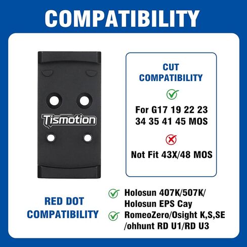 Red Dot Mounting Plate Compatible with Glock 17 19 MOS Slide Cut in Kuwait