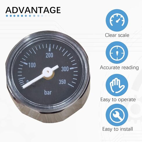 28mm 1/8" BSP 350Bar Paintball/HPA Gauge for Paintball Airsoft Air Rifle in Kuwait