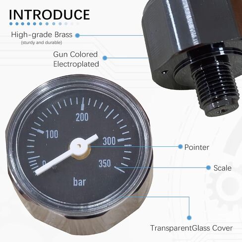 28mm 1/8" BSP 350Bar Paintball/HPA Gauge for Paintball Airsoft Air Rifle in Kuwait