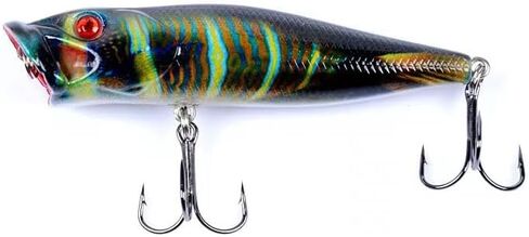 4 Pack Topwater Popper Fishing Lure, Realistic Popper Bait with 3D Painted Design,Hard Lure for Bass,Trout,Pike in Freshwater Saltwater 050 in Kuwait