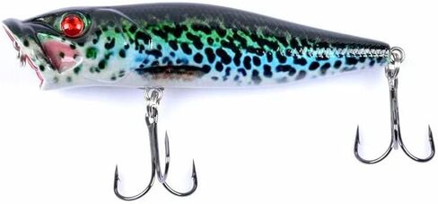 4 Pack Topwater Popper Fishing Lure, Realistic Popper Bait with 3D Painted Design,Hard Lure for Bass,Trout,Pike in Freshwater Saltwater 050 in Kuwait