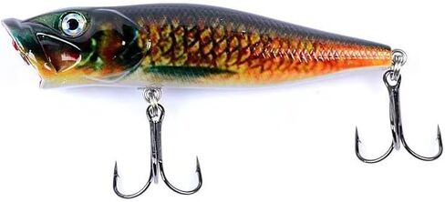 4 Pack Topwater Popper Fishing Lure, Realistic Popper Bait with 3D Painted Design,Hard Lure for Bass,Trout,Pike in Freshwater Saltwater 050 in Kuwait