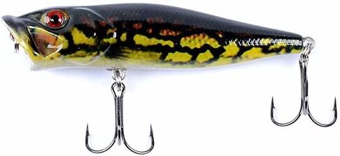 4 Pack Topwater Popper Fishing Lure, Realistic Popper Bait with 3D Painted Design,Hard Lure for Bass,Trout,Pike in Freshwater Saltwater 050 in Kuwait