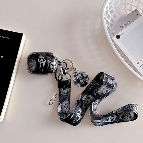 Cool Scream Pattern Pro 2 Case 2022 with Durable IMD Printing Technology and PET Layer，with Horror Keychain Clip Carabiner and Lanyard，Designed for Those who Like Thrilling Horror Themes in Kuwait