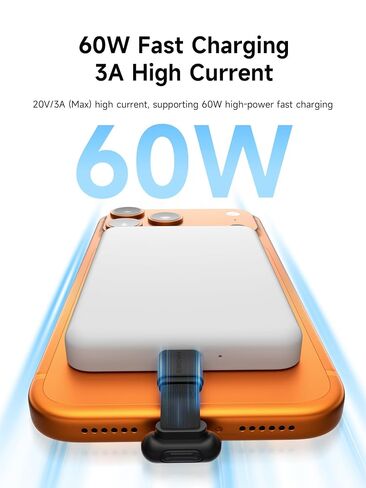 Hagibis 180 Degree U-Type USB-C Cable, Short Flat 60W 20V/3A Fast Charging Cable, 480Mbps Data Transfer for iPhone 17 16 Pro Max, Galaxy S25 Ultra S25+, Power Bank, Cooling Fan (Black, 0.11ft) in Saudi Arabia