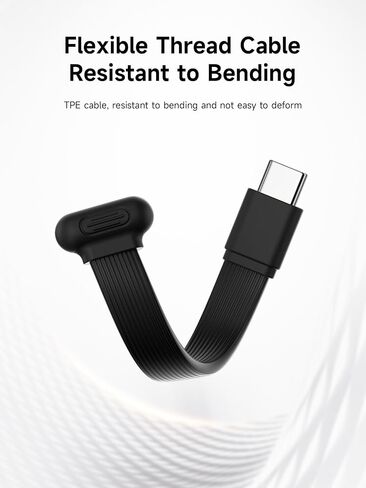 Hagibis 180 Degree U-Type USB-C Cable, Short Flat 60W 20V/3A Fast Charging Cable, 480Mbps Data Transfer for iPhone 17 16 Pro Max, Galaxy S25 Ultra S25+, Power Bank, Cooling Fan (Black, 0.11ft) in Saudi Arabia