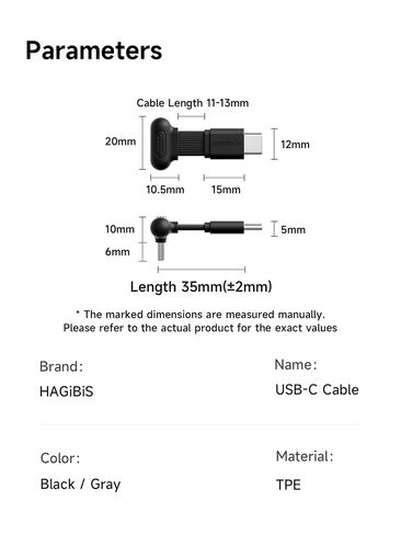 Hagibis 180 Degree U-Type USB-C Cable, Short Flat 60W 20V/3A Fast Charging Cable, 480Mbps Data Transfer for iPhone 17 16 Pro Max, Galaxy S25 Ultra S25+, Power Bank, Cooling Fan (Black, 0.11ft) in Saudi Arabia