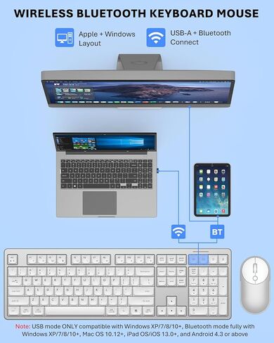 Wireless Bluetooth Keyboard and Mouse Combo, Ultra Slim Set for Mac/Windows in Kuwait