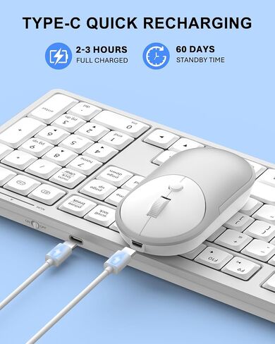 Wireless Bluetooth Keyboard and Mouse Combo, Ultra Slim Set for Mac/Windows in Kuwait