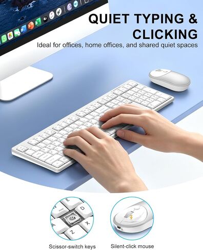 Wireless Bluetooth Keyboard and Mouse Combo, Ultra Slim Set for Mac/Windows in Kuwait