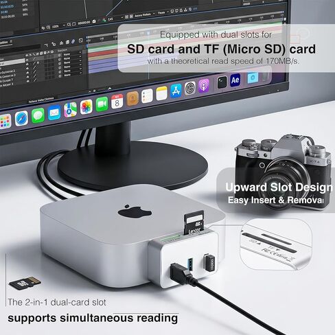 Mac mini M6/M4 Hub with NVMe SSD Enclosure,SD/TF Card Reader,3USB3.0 in Kuwait