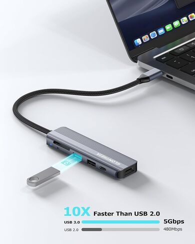 6-in-1 USB C Hub, 4K HDMI, USB 3.0, PD 100W, SD/TF Card Reader, Docking Station for MacBook Pro, MacBook Air, Laptops in Kuwait