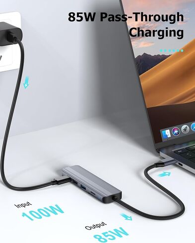6-in-1 USB C Hub, 4K HDMI, USB 3.0, PD 100W, SD/TF Card Reader, Docking Station for MacBook Pro, MacBook Air, Laptops in Kuwait
