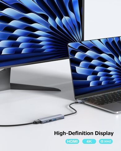 6-in-1 USB C Hub, 4K HDMI, USB 3.0, PD 100W, SD/TF Card Reader, Docking Station for MacBook Pro, MacBook Air, Laptops in Kuwait