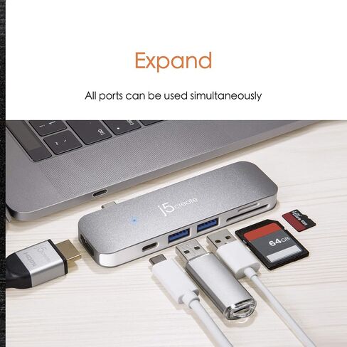 j5create USB-C 7-in-1 UltraDrive Mini Dock 2 USB Type-A Ports in Kuwait