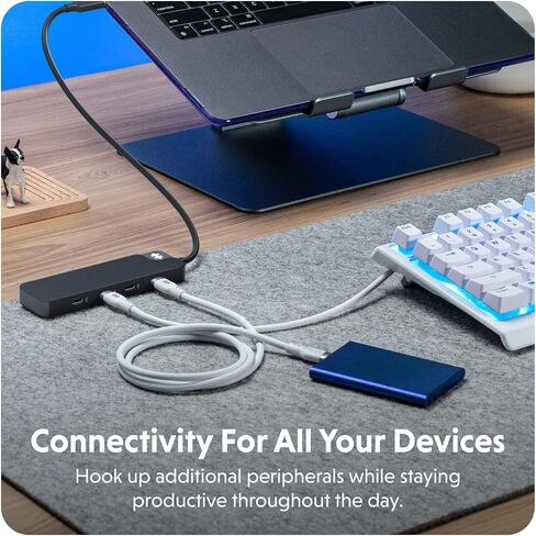 HyperDrive Flex USB Hub 4-Port Adapter — USB C Extender for Fast File Transfers & Multi-Device Connectivity — 4X 5Gbps Compatible w/Mac, PC, Chromebook (Black) in Kuwait