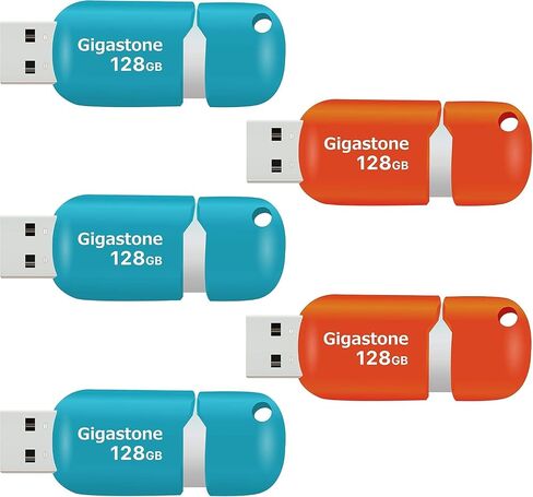 [Gigastone] V10 128GB 5-Pack USB 2.0 Flash Drive Thumb Drive Memory Stick Pen Drive Retractable Design (Random Color) in Kuwait