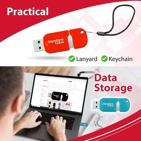 [Gigastone] V10 128GB 5-Pack USB 2.0 Flash Drive Thumb Drive Memory Stick Pen Drive Retractable Design (Random Color) in Kuwait