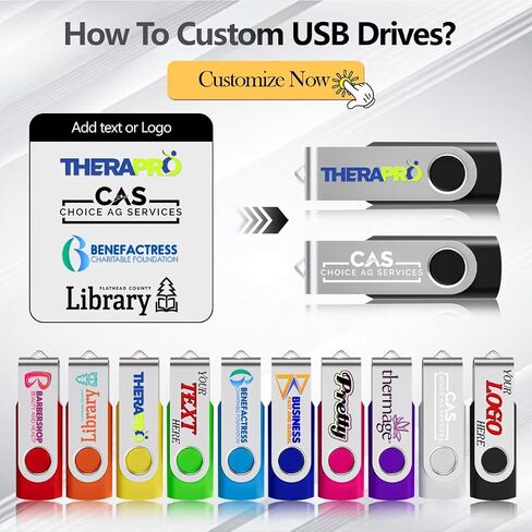 Custom USB 2.0 Personalized Flash Drive 8GB, 25Pcs High-Speed Memory Sticks with Printed Logo/Text, Bulk Promotional Thumb Drives for Company AD/Education/Wedding/Corporate Event in Kuwait