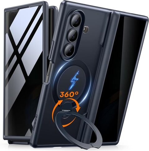 MOBOSI for Z Fold 7 Case with Rotatable Ring Stand, Black in Kuwait