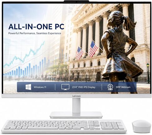 Lenovo 24" All-in-One Desktop Computer, Intel N100 Processor, 16GB RAM, 512GB SSD, FHD Display, Space-Saving Design for Home, Office &Business, Wi-Fi 6, HDMI Out, Windows 11, Wireless Keyboard & Mouse in Kuwait