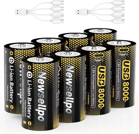 Rechargeable AA Lithium Batteries 4Pack, 1.5V 4200mWh USB-C in Kuwait