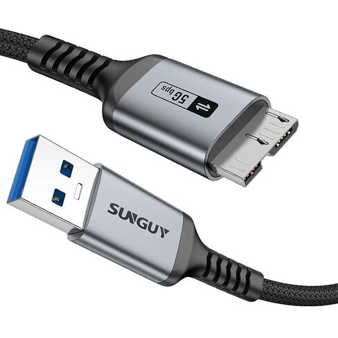 SUNGUY USB 3.0 Micro B Cable 1.5FT, 5Gbps USB A to Micro B Cable External Hard Drive Cable for Seagate, Toshiba, WD, My Passport, Chromebook Pixel, Galaxy S5/Note 3/Note Pro 12,2 in Kuwait