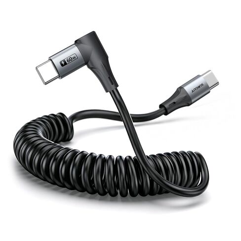 Extended Right Angle Coiled USB C Cable, 60W Fast Charging - 2 Pack 4FT in Kuwait