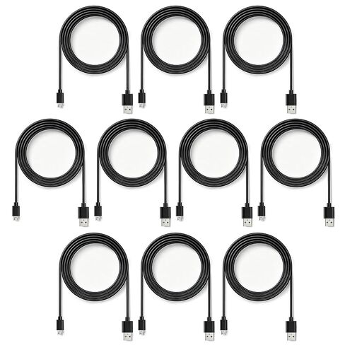 10-Pack Micro USB Cable 6ft - Bulk Old Android Phone Charger Cord Black in Saudi Arabia