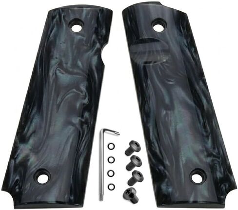 1911 Pearl Grips Government/Commander Grip High Polished Synthetic Pearl Resin Black in Kuwait
