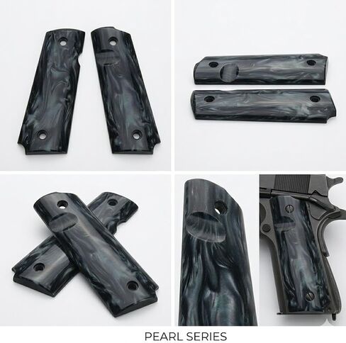 1911 Pearl Grips Government/Commander Grip High Polished Synthetic Pearl Resin Black in Kuwait
