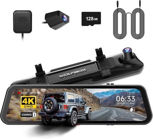 WOLFBOX G900 PRO Mirror Dash Cam &10ft (3m) 6-Pin Rear Camera Extension Cable in Kuwait