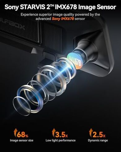 WOLFBOX G900 PRO Mirror Dash Cam &10ft (3m) 6-Pin Rear Camera Extension Cable in Kuwait