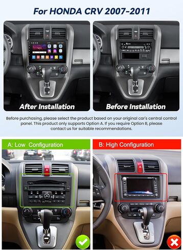 Android 15 Car Radio for Honda CRV 2007 2008 2009 2010 2011 Stereo with Wireless CarPlay Android Auto Mirror Link, Bluetooth，9'' Touch Screen GPS WiFi FM/RDS SWC in Kuwait