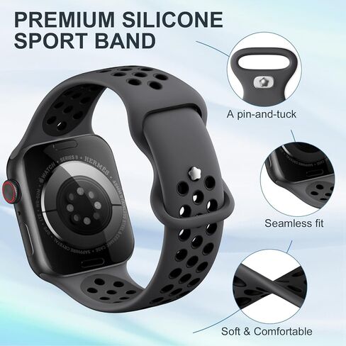 Lerobo Silicone Sport Band for Apple Watch 44mm 46mm 45mm 49mm 42mm Men in Kuwait