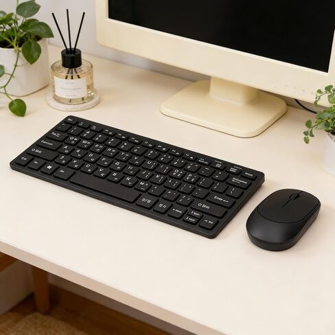 GOWENIC Keyboard Mouse Combo, 2.4GHz Wireless 78 Key Korean Keyboard with Silent Mouse, for PC Laptop OS X in Kuwait