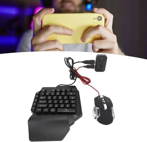 Schimer Keyboard Mouse Converter Set, 4 in 1 Combo with RGB Backlight, Adjustable Phone Stand for Mobile Gaming Enthusiasts in Kuwait