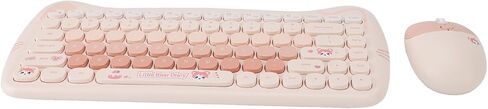 Schimer Wireless Keyboard and Mouse Set Cute Mat Lightweight Design Ideal for Home Office 84 Keys and 4 Keys (Color Milk Tea) in Kuwait