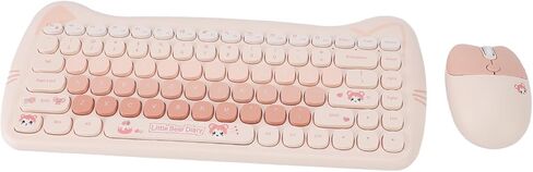 Schimer Wireless Keyboard and Mouse Set Cute Mat Lightweight Design Ideal for Home Office 84 Keys and 4 Keys (Color Milk Tea) in Kuwait