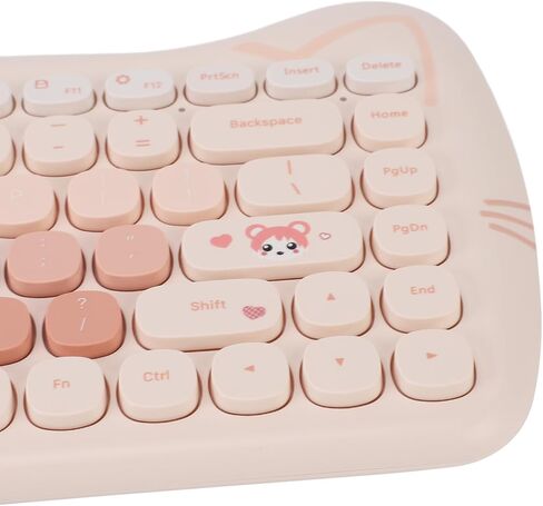 Schimer Wireless Keyboard and Mouse Set Cute Mat Lightweight Design Ideal for Home Office 84 Keys and 4 Keys (Color Milk Tea) in Kuwait