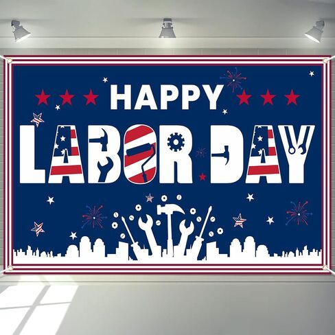 Labor Day Banner Decorations, Happy Labor Day Banner 72'' x 43'' in Kuwait