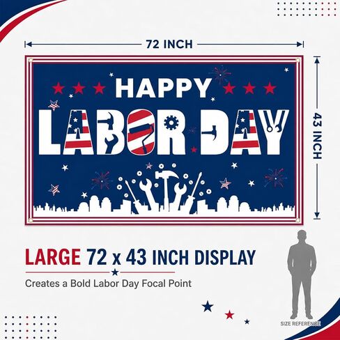 Labor Day Banner Decorations, Happy Labor Day Banner 72'' x 43'' in Kuwait