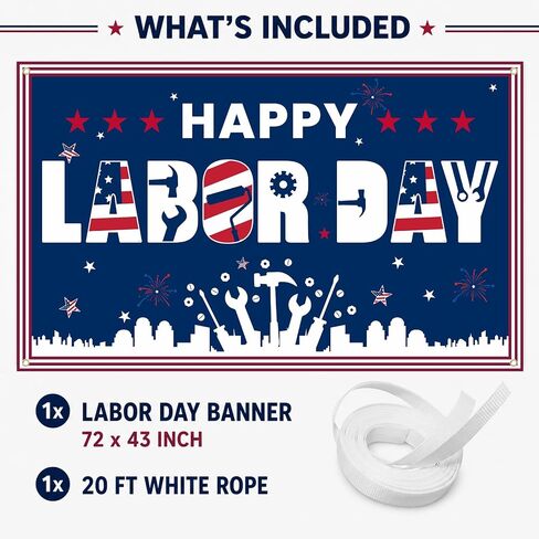 Labor Day Banner Decorations, Happy Labor Day Banner 72'' x 43'' in Kuwait