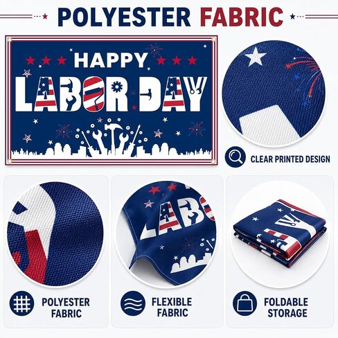 Labor Day Banner Decorations, Happy Labor Day Banner 72'' x 43'' in Kuwait
