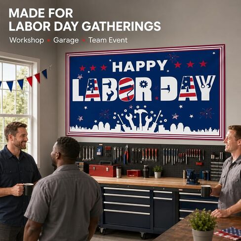 Labor Day Banner Decorations, Happy Labor Day Banner 72'' x 43'' in Kuwait