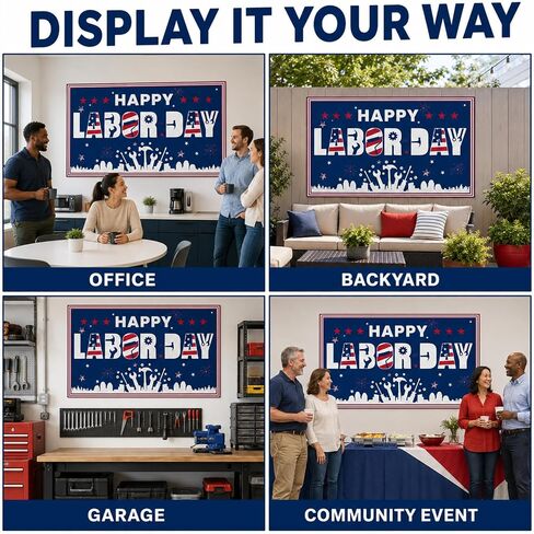 Labor Day Banner Decorations, Happy Labor Day Banner 72'' x 43'' in Kuwait