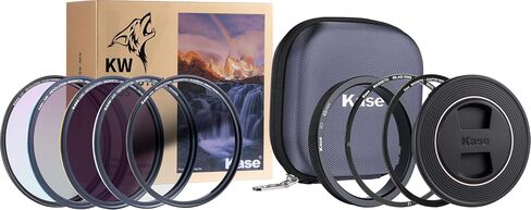 Kase Revolution Plus Landscape Filter Kit Magnetic Tempered Optical Glass w Color Coded Rings inc CPL ND8 ND64 IR/UV Cut Reverse Grad 2 Adapters 4D Tool Lens Cap & Case (82mm) in Kuwait
