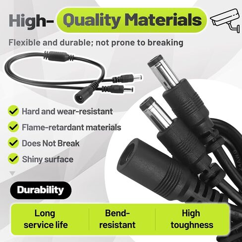 2 Pcs 1 to 2 Way DC Power Splitter Cable, 5.5mm x 2.1mm Power Splitter in Kuwait