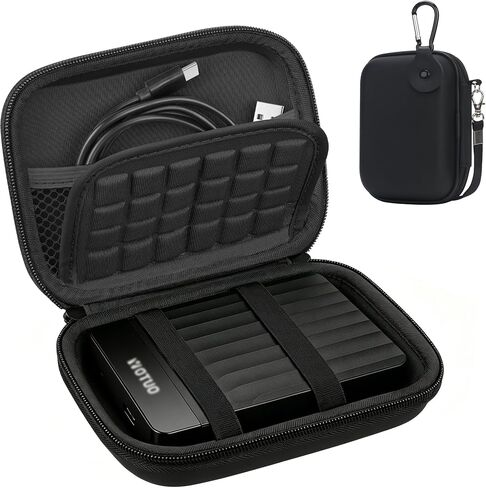 Lacdo Hard Drive Carrying Case Compatible with YOTUO Portable External Hard Drive 1TB 750GB 500GB 320GB EVA 2.5 inch HDD hard drive case Shockproof Water-Resistant Protective Storage Travel Bag, Black in Kuwait
